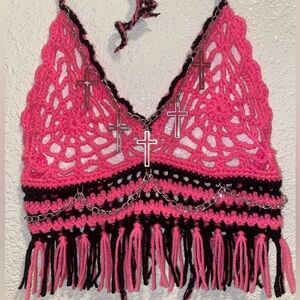 Crochet spiderweb crop top